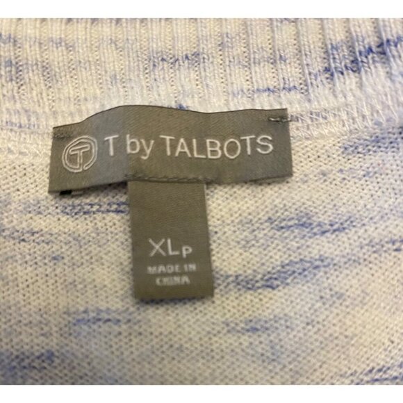 T By Talbots XLP Women's Sweater Blue & White Cotton Blend - Picture 3 of 16